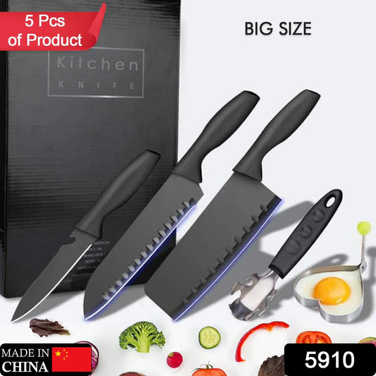 5-Piece Stainless Steel Kitchen Knife Set – Chef, Chopping, Utility, Butcher Knives